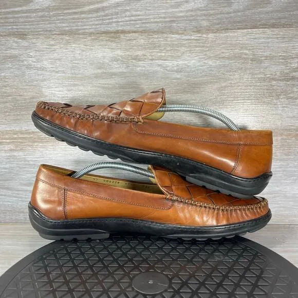 Cole Haan Men’s Collection Woven Brown Leather Slip On Loafers Size 11.5 M