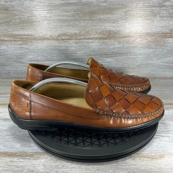 Cole Haan Men’s Collection Woven Brown Leather Slip On Loafers Size 11.5 M