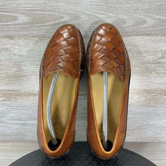 Cole Haan Men’s Collection Woven Brown Leather Slip On Loafers Size 11.5 M