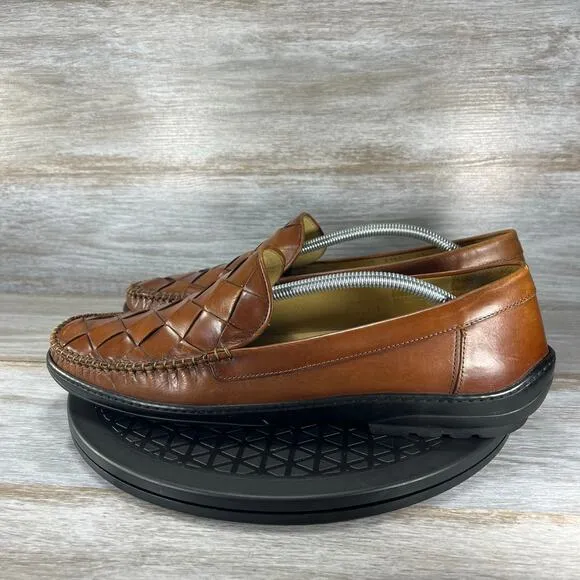 Cole Haan Men’s Collection Woven Brown Leather Slip On Loafers Size 11.5 M