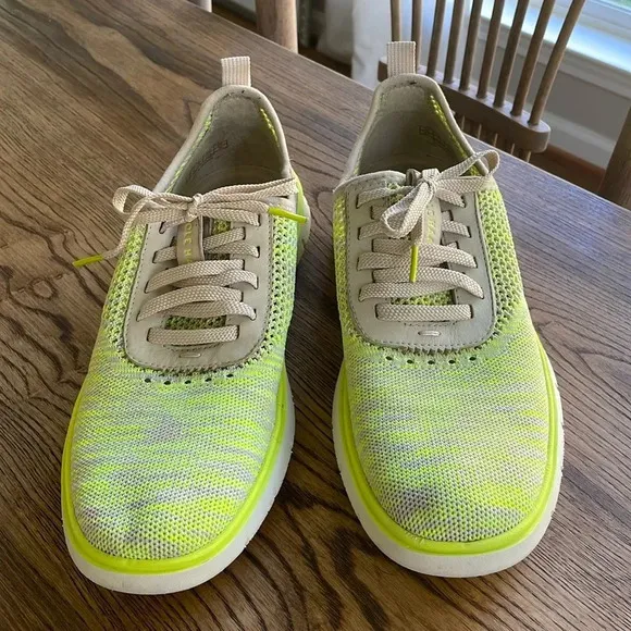Cole Haan Mens Generation ZeroGrand Stitchlite Sneakers Cement Safety Yellow EUC