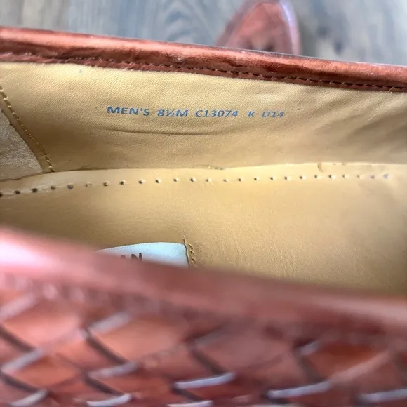 Cole Haan Men's Tan Intrecciato Weave Woven Leather Tassel Loafers Size 8.5