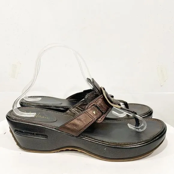 Cole Haan Nike Air Women’s Sandals Platform Slip On Sz 11D Brown Wedge