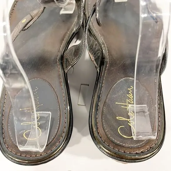 Cole Haan Nike Air Women’s Sandals Platform Slip On Sz 11D Brown Wedge