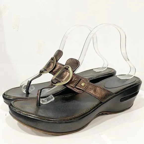 Cole Haan Nike Air Women’s Sandals Platform Slip On Sz 11D Brown Wedge