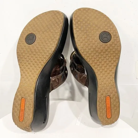 Cole Haan Nike Air Women’s Sandals Platform Slip On Sz 11D Brown Wedge