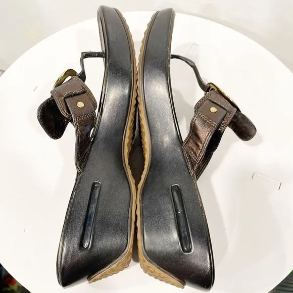 Cole Haan Nike Air Women’s Sandals Platform Slip On Sz 11D Brown Wedge