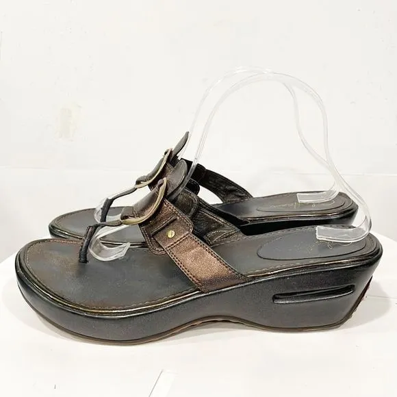 Cole Haan Nike Air Women’s Sandals Platform Slip On Sz 11D Brown Wedge
