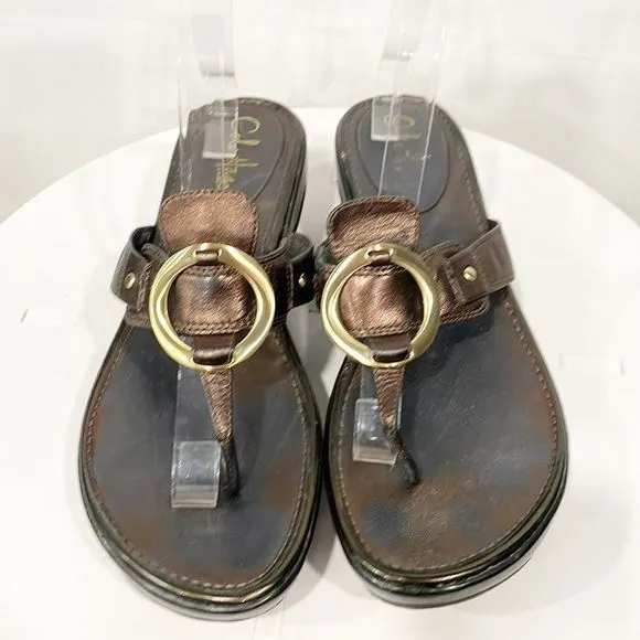 Cole Haan Nike Air Women’s Sandals Platform Slip On Sz 11D Brown Wedge