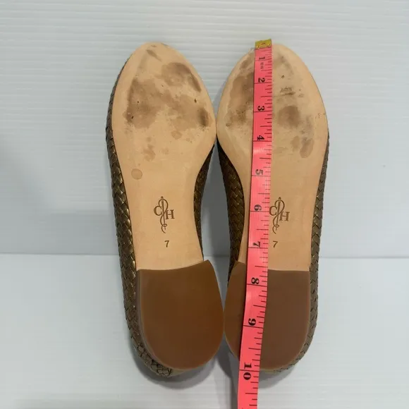 Cole Haan Sabrina Gold Bronze Woven Leather Loafers Size 7