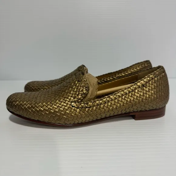 Cole Haan Sabrina Gold Bronze Woven Leather Loafers Size 7