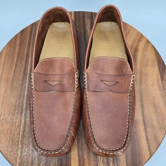 Cole Haan Shoes Men's 9 M Brown Leather Howland Moccassin Driving Penny Loafers