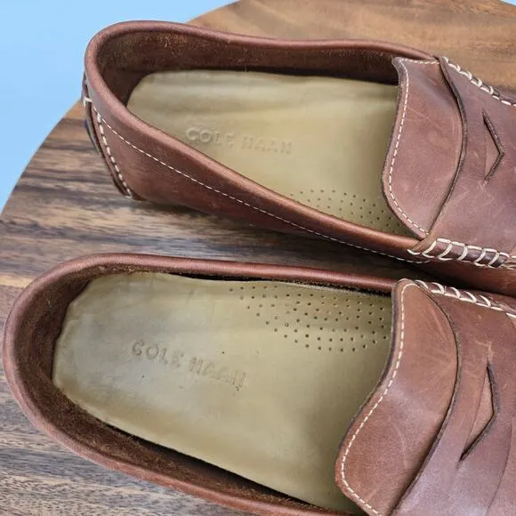 Cole Haan Shoes Men's 9 M Brown Leather Howland Moccassin Driving Penny Loafers