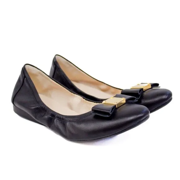 Cole Haan Tali Flex Women's Black Leather Bow Ballet Flats Size 7 Grand OS