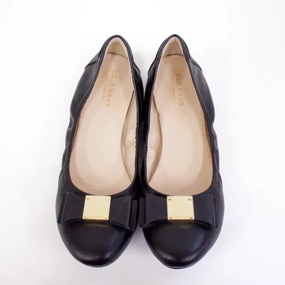 Cole Haan Tali Flex Women's Black Leather Bow Ballet Flats Size 7 Grand OS