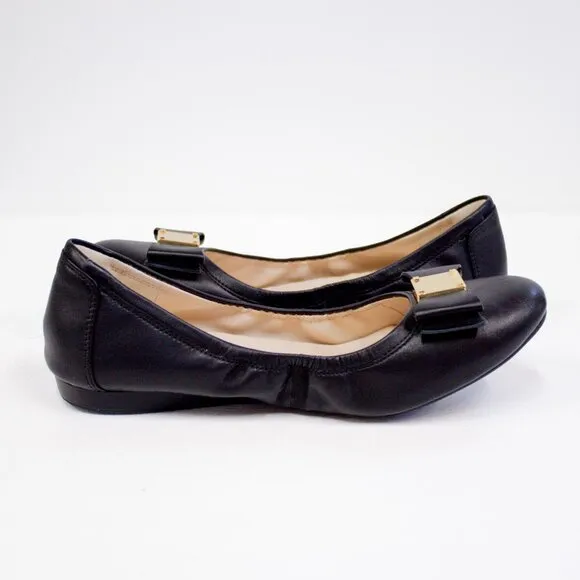 Cole Haan Tali Flex Women's Black Leather Bow Ballet Flats Size 7 Grand OS