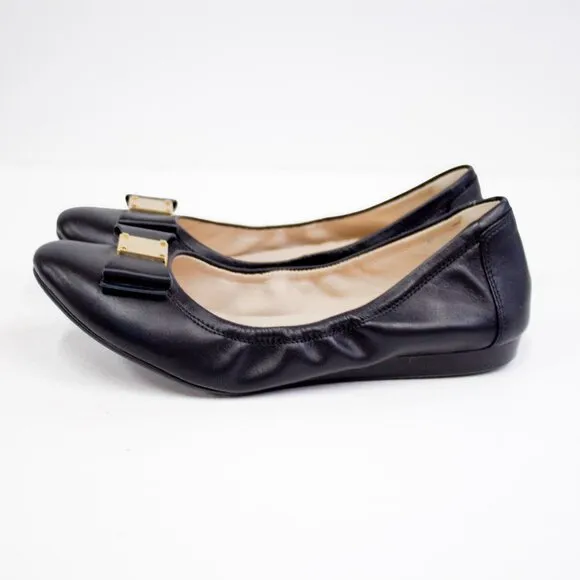Cole Haan Tali Flex Women's Black Leather Bow Ballet Flats Size 7 Grand OS