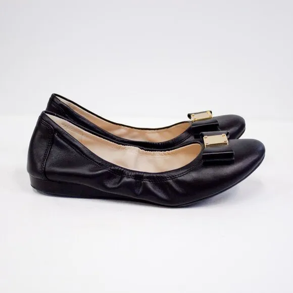 Cole Haan Tali Flex Women's Black Leather Bow Ballet Flats Size 7 Grand OS