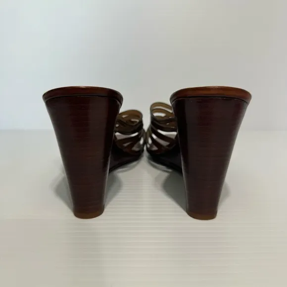 Cole Haan Verona Brown Leather Wedge Sandals Size 8