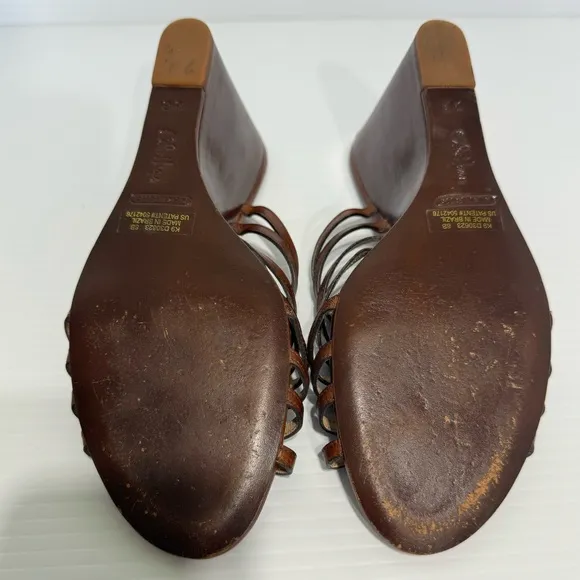 Cole Haan Verona Brown Leather Wedge Sandals Size 8