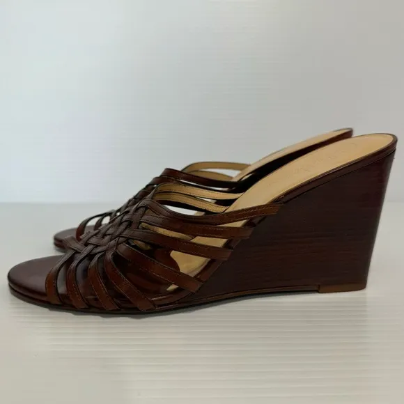 Cole Haan Verona Brown Leather Wedge Sandals Size 8