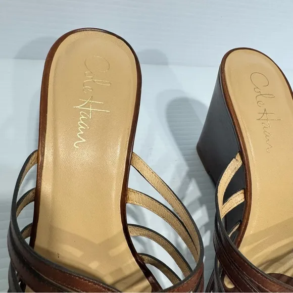 Cole Haan Verona Brown Leather Wedge Sandals Size 8