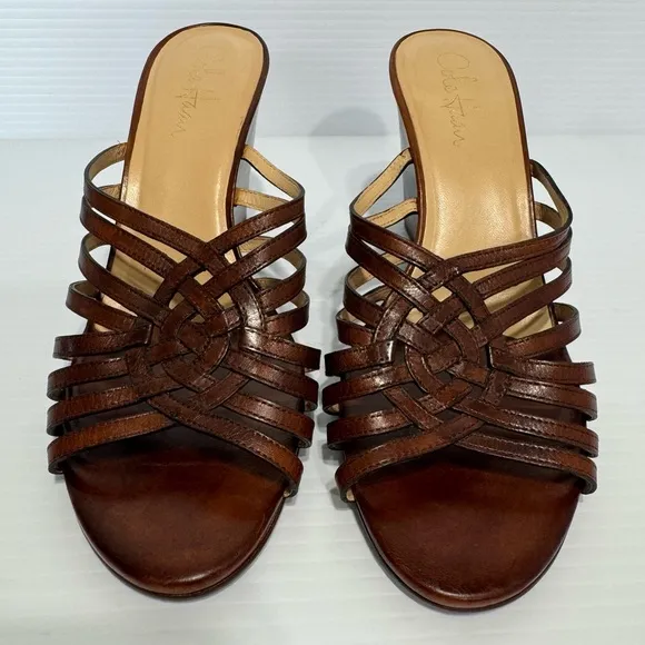 Cole Haan Verona Brown Leather Wedge Sandals Size 8