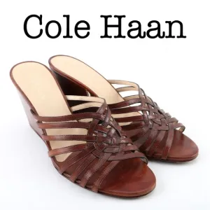 Cole Haan Verona Brown Leather Wedge Sandals Size 8