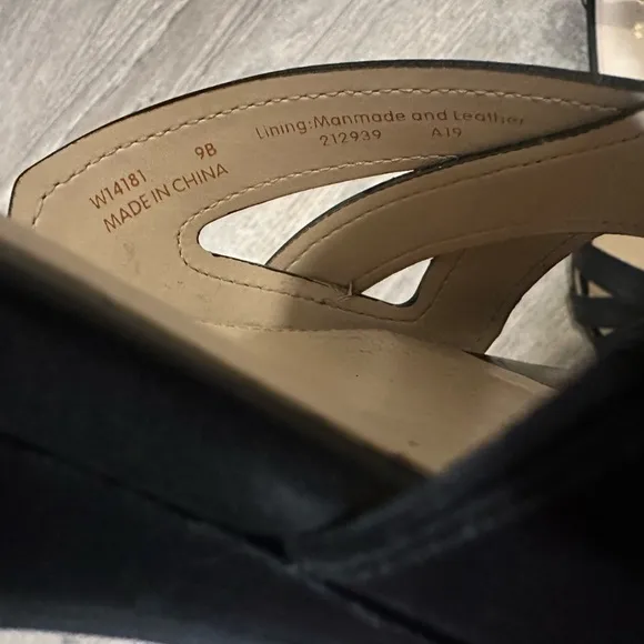 Cole Haan Women Black Hana Grand Wedge Leather Heels Sandals