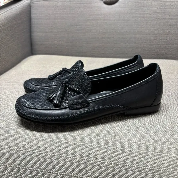 Cole Haan Women’s Black Leather Loafers with Tassels 7 1/2