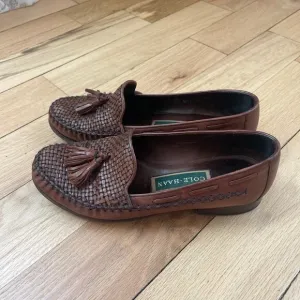 Cole Haan Women’s Brown Leather Woven Tassel Loafers Size 6