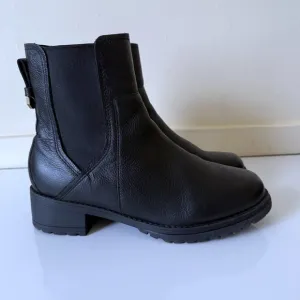 Cole Haan Women's Camea Leather Chelsea Combat Boots Black Size 9.5 B