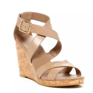 Cole Haan Women's Leather Maple Sugar Jilian Wedge Sandals EUC