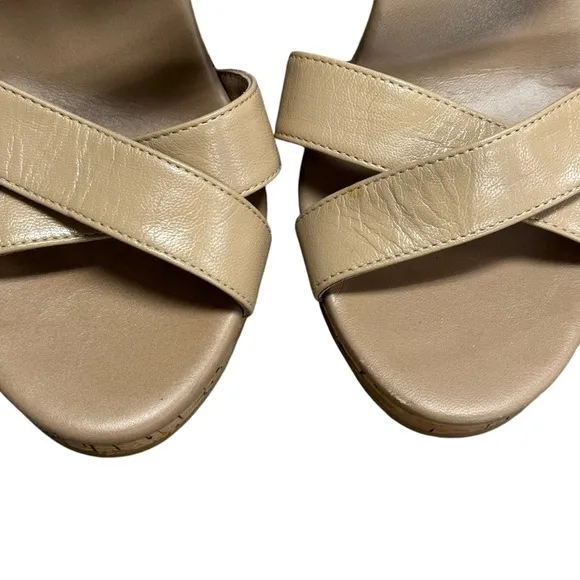 Cole Haan Women's Leather Maple Sugar Jilian Wedge Sandals EUC