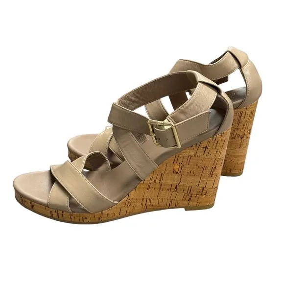 Cole Haan Women's Leather Maple Sugar Jilian Wedge Sandals EUC