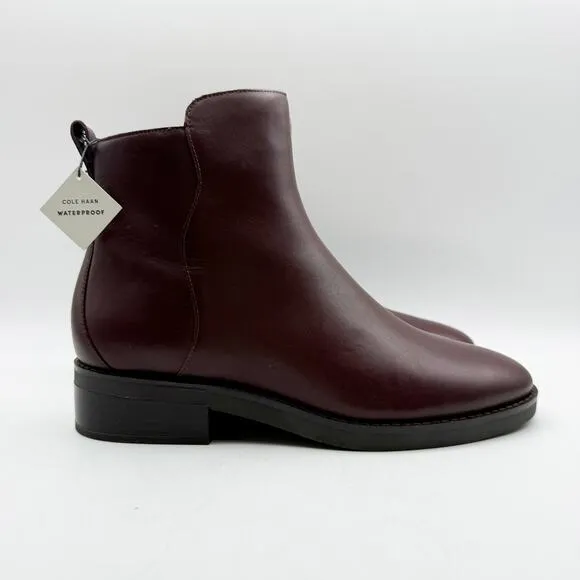 Cole Haan Womens River Chelsea Bootie 8 WIDE Dark Brown Leather Waterproof NIB
