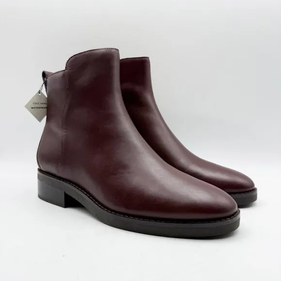 Cole Haan Womens River Chelsea Bootie 8 WIDE Dark Brown Leather Waterproof NIB