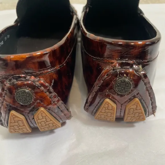 Cole Haan Women's Sz 7.5 Tortoise-Shell Patent Leather Loafers Driving Shoes