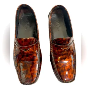 Cole Haan Women's Sz 7.5 Tortoise-Shell Patent Leather Loafers Driving Shoes