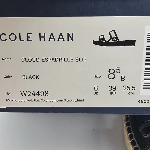 Cole Haan Womens Zerogrand Cloudfeel Sandals Espadrille Slide Black Size 8.5