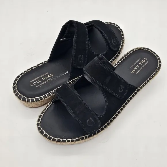 Cole Haan Womens Zerogrand Cloudfeel Sandals Espadrille Slide Black Size 8.5