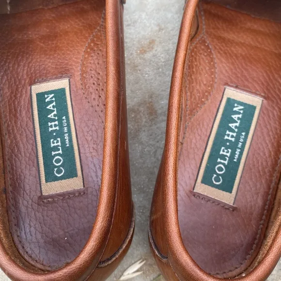 Cole Haan woven top pinch tassel loafers 8D preppy casual leather made in USA