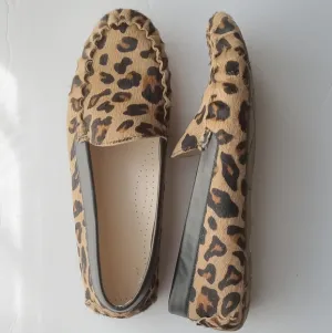 🩷💚⚜️Cole Haan⚜️🩷💚Womens Driving Shoes Animal Print Cow Hair Loafers Size 7.5