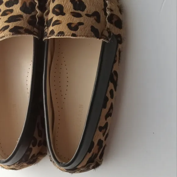 🩷💚⚜️Cole Haan⚜️🩷💚Womens Driving Shoes Animal Print Cow Hair Loafers Size 7.5