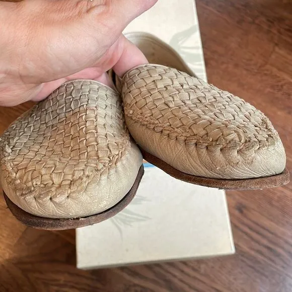 Cole Haan Resort Murano Sandstone leather woven toe slip on loafers