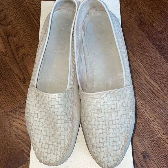 Cole Haan Resort Murano Sandstone leather woven toe slip on loafers