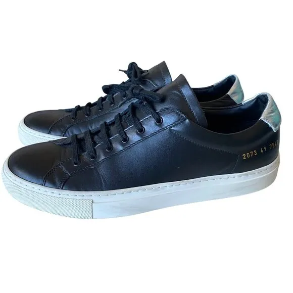 Common Projects Achilles Black‎ Leather Sneakers Women's Sz 41 Designer Luxury
