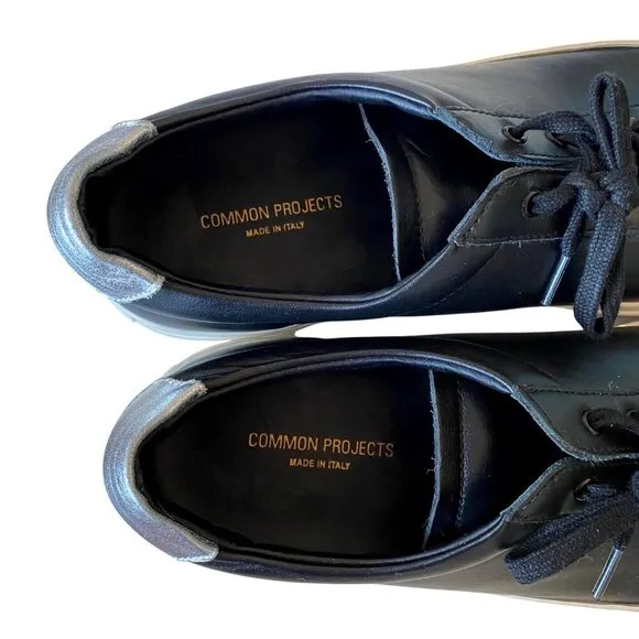 Common Projects Achilles Black‎ Leather Sneakers Women's Sz 41 Designer Luxury