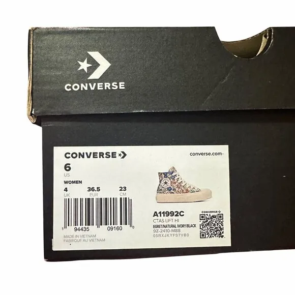 ⭐Converse 6 Women's Sneakers Chuck Taylor Lift Platform Floral Tapestry A11992C