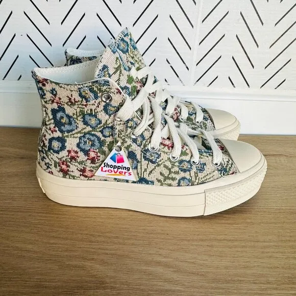 ⭐Converse 6 Women's Sneakers Chuck Taylor Lift Platform Floral Tapestry A11992C